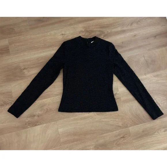 NWOT Sezane Taori Blouse - Black Lace Long Sleeve - Picture 4 of 5